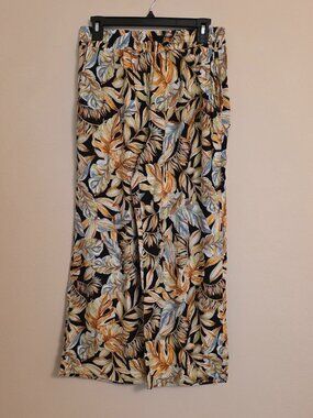 Panama Jack Tropical Print Wide Leg Capris Size M